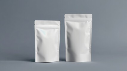 Zipper stand-up pouches on white background, collage. Mockup for design