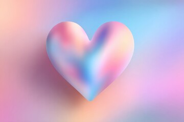 Soft pastel heart symbol with smooth edges and blurred texture on a gradient background of pink, blue, and peach hues, evoking warmth and romance for cozy design projects