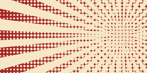 Circus background and spiral retro rays vector pattern. Vintage poster of red white sun or star burst radial lines with grunge texture, circus, carnival, summer fair or chapiteau backdrop © rico