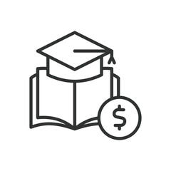 Education icon in line design. education, financial literacy, tuition, scholarship, student loan, knowledge, learning on white background vector. Education editable stroke icon
