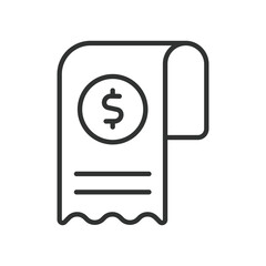 Receipt icon in line design. receipt, bill, invoice, payment, transaction, accounting, bookkeeping on white background vector. Receipt editable stroke icon