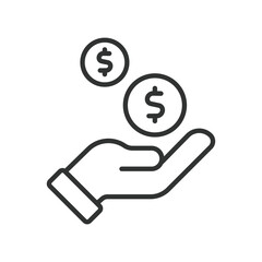 Income icon in line design. income, wage, salary, earnings, cash inflow, payment, paycheck on white background vector. Income editable stroke icon
