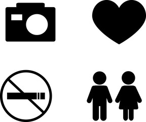 No smoking sign and love icons — health and relationship symbols