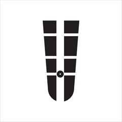 A simple silhouette icon in solid black depicting human abdominal muscles, or six-pack abs, symbolizing fitness, health, strength, sports, and dietary goals.