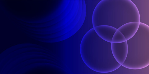 Gradient abstract background with glowing 3d glass spheres. Vector illustration.