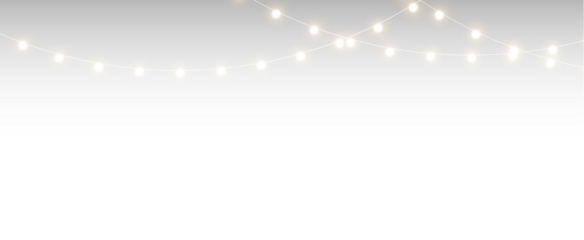 Decorative Christmas vector banner with bright bulb garland and festive holiday light border design.