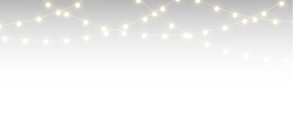 Christmas vector background with glowing bulb string garland creating a festive seasonal banner design.