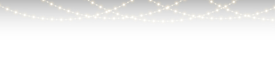 Christmas illustration with shining bulb garland forming a clean holiday light border vector design.