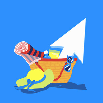 Computer cursor arrow in beach bag