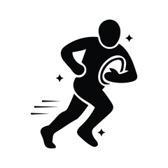 Rugby player silhouette running with ball icon design