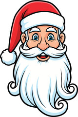 Santa Claus Portrait Vector Illustration Cheerful Happy Face on Isolated transparent background