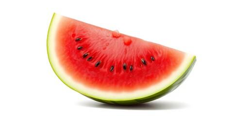 Vibrant juicy watermelon slice, seeds visible, isolated on white,  delicious,  graphic