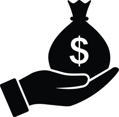 Hand Holding Money Bag Icon