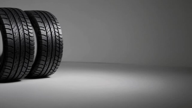 High-performance tires displayed in a sleek arrangement highlighting their design and tread patterns
