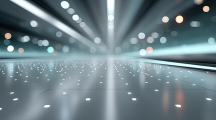 Futuristic Server Room with Glowing Lights and Data Flow Abstract Background