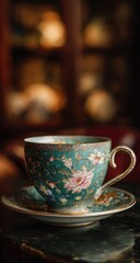 Elegant Tea Time - A Floral Cup and Saucer Still Life.