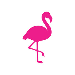 Cute pink flamingo silhouette vector flat illustration design. Cute flamingo icon.