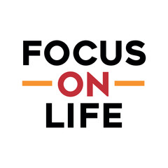 Motivational “Focus On Life” T-shirt front print for men featuring bold typography and modern design, perfect for casual streetwear, graphic apparel, and fashion prints.