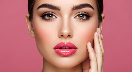 Elegant Portrait of a Woman with Glamorous Makeup and Perfect Skin