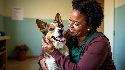 Diverse Care: Volunteer's Warm Hug for a Happy Rescue Dog