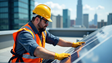 Safety First: Professional Technician on Solar Installation