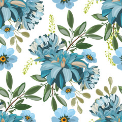 Vector floral seamless pattern in watercolor style
