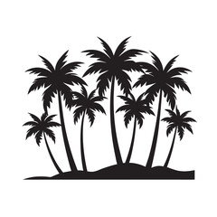 Tropical Palm Tree Row On Shore Silhouette