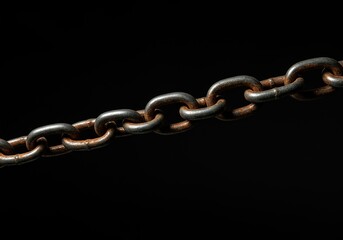 Obraz premium Heavy, rusted iron chains symbolizing captivity and forced labor. A stark visual representation of bondage and the lack of freedom ,oppression ,shackles ,sorrow