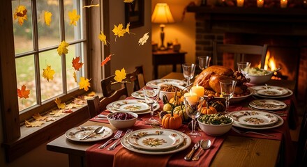 Thanksgiving feast warm hues autumnal joy