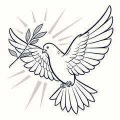 A serene dove in flight, carrying an olive branch, symbolizing peace, hope, and new beginnings, a timeless emblem of harmony and reconciliation