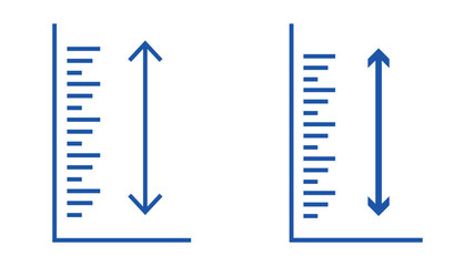 Adjustable height icon collection. Line vector sign, symbol for web and mobile. row height icon. Social distance measure flat sign design. Distance dimension symbol pictogram.