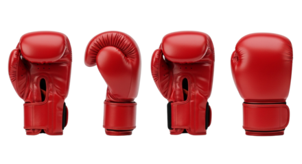 Set of red boxing gloves isolated on a white background