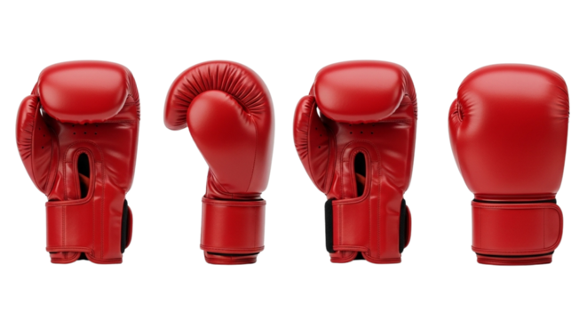 Set of red boxing gloves isolated on a white background
