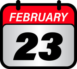Calendar icon with number 23 concept for date, day, event, appointment, schedule, planning, reminder, or agenda vector illustration