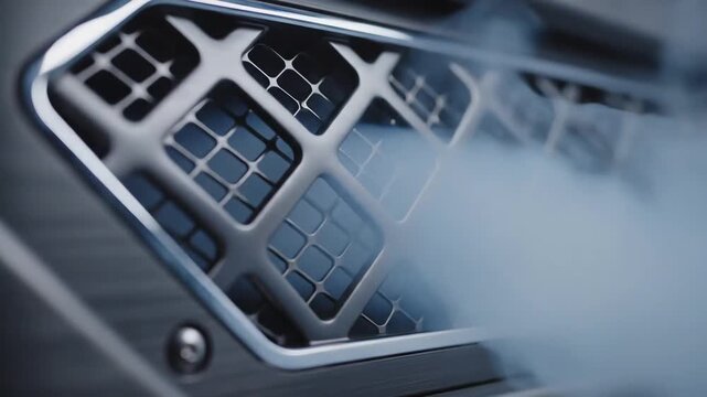 Modern Metallic Air Vent Releasing A Plume Of Steam.