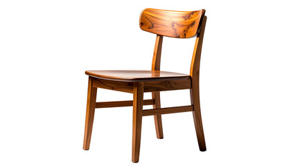 A wooden chair with a curved back and glossy finish against a black background