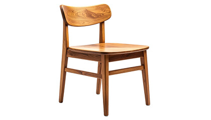 Isolated, wooden chair on black background, showcasing natural grain and simple design