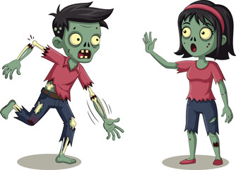 Zombie, cartoon, running, scared, horror, funny, undead, illustration, creepy, comic, monster, Halloween, character, spooky, reaction, panic, dramatic, pose, warning, quirky