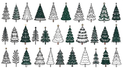 Obraz premium Christmas Tree Illustrations Collection.