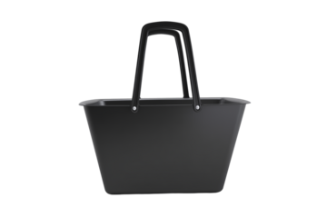 Sleek black gift box with gold ribbon on transparent background