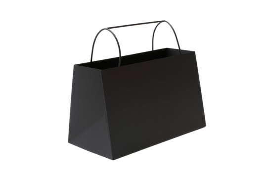 Sleek matte black gift box with gold ribbon on transparent background - Powered by Adobe