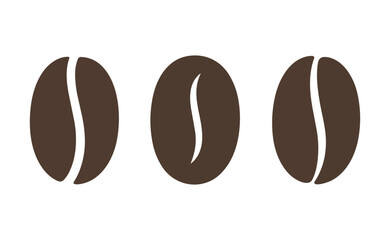Three brown coffee beans on white background graphic