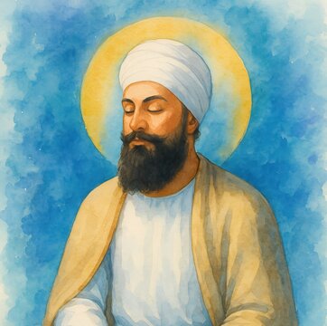 Portrait of guru tegh bahadur ji on his martyrdom day.