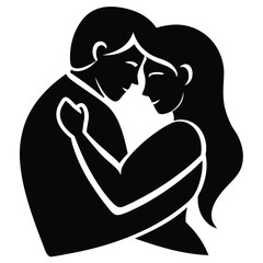couple hugging silhouette Valentine’s Day vector icon