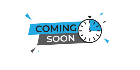 Coming Soon Vector Illustration with Clock and Blue Background