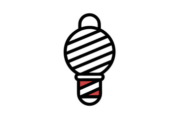 Candy Cane Bulb Wrapped with Diagonal Stripe Icon  
