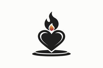 Heart Flame Icon Candle Base with Heart Christmas Shape  