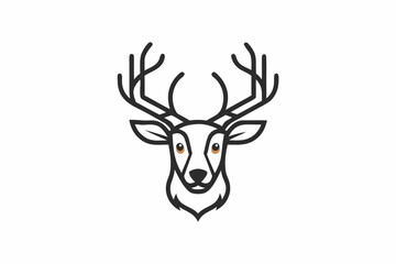 reindeer head icon clean antler lines festive holiday design