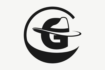 hat icon on rounded letter g small stylish holiday hat