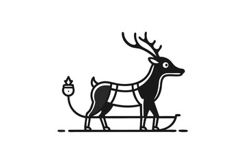 reindeer sleigh pair icon balanced winter holiday silhouette,